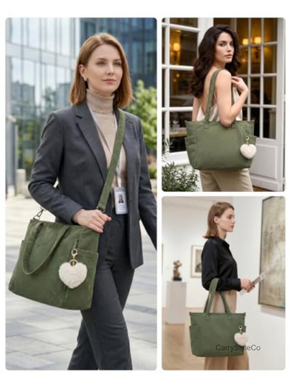 Corduroy Tote Bag Adjustable Strap Shoulder Hobo Crossbody Handbag Purse - Picture 4 of 6